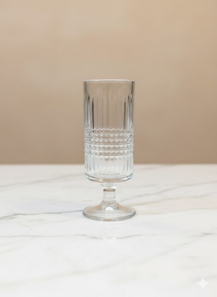 بريميم طقم أكواب زجاجية ذات ساق مضلعة مكوّن من ثلاث قطع للعصائر والماء ومشروبات الإفطار - Image 3